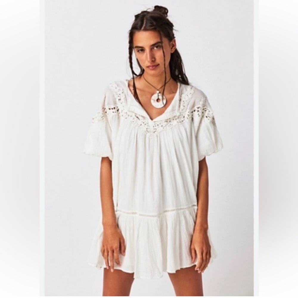 FREE PEOPLE Misty Morning Mini Dress Eyelet Lace NEW Size XS